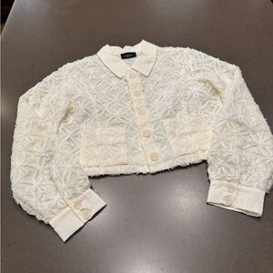 NEW VICI Women's Floral Textured 3-D Semi-Sheer Cropped Jacket Sz: Small